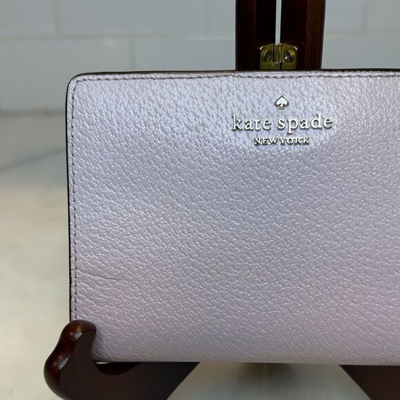 Kate Spade Wallet Leather Cross Grain Lavender Bifold Compact - Picture 2 of 15